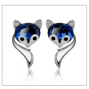 Silver Plated Cubic Zirconia Fox Earrings